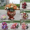 Dekorativa blommor 2024 Vacker Rose Peony Artificial Silk Small Bouquet Flores Home Party Spring Wedding Decoration Mariage Fake Flower