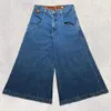 Dżinsy męskie Hip-Hop Hip-Hop Street Clothing JNCO Pocket Pocket Dżinsy szerokie spodnie Y2K męskie retro kieszonkowe dżinsy kieszonkowe Gothic J240328