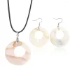 Earrings Necklace Set Natural Mother Of Pearl Annus Pendant Circar Ring Shell Jewelry For Women Summer Beach Charm Rope Chain Drop Del Otwik