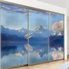 Window Stickers Sky Artistic Glass Sticker Static Cling Privacy Film Mountain Landscape Painting Frosted Home Decor