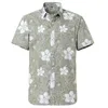 Été Hawaii Hommes Chemises Fr Feuille Imprimé À Manches Courtes Haut Revers Simple Boutonnage D'été Numérique Lâche Blouse Rue Mâle Tee 16C5 #