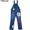 Floral impresso nova chegada sleevel macacão jeans sexy bodysuit feminino denim macacão meninas calças mãe jeans senhoras 91MH #