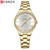 Curren Karien 9084 Montre à quartz de loisirs frais avec bracelet en acier et strass pour femmes