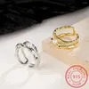 Cluster Rings Real 925 Sterling Silver Sweet Freshwater Pearl Opening Ring For Women Wedding Party Fine S925 Jewelry Gift DA28