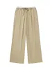 WOLSHELA WOMEN FI Dwuczęściowy zestaw Topy z czołgów Khaki Prosty nogi spodnie Vintage Vintage Single Bedeed Pants Single Pants Suit E6k0#