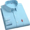 Heren Lg Sleeve 100 Cott Shirt voor heren Oxford Casual Solid Comfort Single Pocket Design Standard-fit Butt Nieuwe herenkleding R30l #