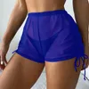 Nya sommarnät shorts dragskon hög midja transparent korta byxor strand bikini simning stammar kvinnor andningsbara shorts d7xi#