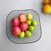 Paniers géométriques en fil de fer noir, panier de fruits, panier de stockage des aliments, organisateur de bureau, boîte de décoration, accessoires de cuisine pour pain et légumes