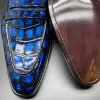 Casual Skórzane buty buty chue krokodyl skórzany niebieski kolor tarcie mężczyzn menu