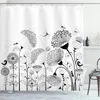 Shower Curtains Flower Hand Painted Black White Plants Floral Dandelion Butterfly Leaf Prints Bathroom Decor Fabric