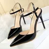 BIGTREE Shoes Fashion High Heels Patent Leather Woman Pumps Sexy Women Blue Sliver Stiletto Heel Sandals 2023 240318