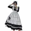 Engelsk stil adel lg hylsa piga outfit carto söt kawaii hushållerska cosplay kostymer stor storlek japan lolita dr e4mm#