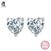 Boucles d'oreilles ORSA JEWELS Real D Clarity Moissanite pour femmes 0,5ct coeur coupé ensemble en argent Sterling 925 massif SME14