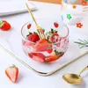 Bols mignonne fille transparent en verre bol de fruits salade de fraise de la fraise de grande capacité petit déjeuner à l'avoine