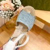 New Linen denim Embroidered Espadrilles wedge Sandals Platform Pumps heels Summer women's luxury designers open toes Fashion Sand Casual shoes factory footwear