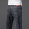 Calças de brim finas dos homens do verão baggy elástico casual calças jeans retas clássico fumaça cinza plus size calças roupas de marca 42 44 46 x5Sb #