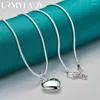 Hängen Urmylady 925 Sterling Silver Solid Love Heart 16/18/20/22/24/26/28/30 Inch Pendant Necklace for Women Party Fashion Jewelry