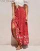 Saias Skorts Happie Queens Mulheres Bege Floral Imprimir Praia Bohemian Saia Alta Cintura Elástica Rayon Algodão Boho Maxi Femme YQ240328