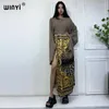 Sukienki swobodne wina leopard nadruk komfort ciepły mody kaftan świąteczny sukienka elegancka afryka boho impreza zimowa kaftan dla kobiet długi