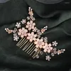 Hair Clips Gold Color Flower Combs Luxury Pearl Crystal Headpiece Ladies Prom Bridal Wedding Accessories Jewelry Clip Pin