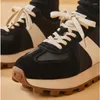 Casual Shoes Beautoday Sneakers Women Aryginia świni zamszowy okrągłe palce oddychające płaskie gęste podeszwy koronkowe mieszane ręcznie wykonane 29576