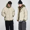 Harajuku Giù da uomo imbottito spesso Parka Street Wear Retro Hip-Hop Lettera modello stampato Puffy Giacca con cappuccio da uomo Cappotto invernale caldo v17a #