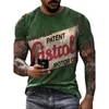 Vintage Men's T-shirts 3D Retro Print Kort ärm Letter Topps Fashion Oil T-shirt för Mens Motorcykel T-shirts överdimensionerade tees