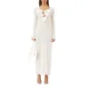 Robes décontractées Femmes Sexy Bodycon Maxi Robe à manches longues Slit Fleur Slim Fit Cocktail Élégant pour la soirée de fête