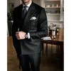 Svarta randiga män kostymer Slim Fi Peak Lapel Double Breasted 2 -stycken Formell busin Casual Wedding Groom Tuxedo Suit 2024 T3MU#