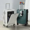 荷物の大きな荷物多機能旅行スーツケースアルミニウムフレームプルロッドケースUSB充電ポート折りたたみカップホルダー搭乗袋付き