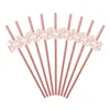 Disposable Cups Straws 12pcs Rose Golden Paper Straw Hen Party Decor Disposabled For Team Bride Wedding Supplies To Be Gift Y5GB