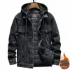 2023 MĘŻCZYZN Black/Blue Winter Jean Jackets ciepłe płaszcze dżinsowe Nowe wkładka grubsza wełna zimowa M-4xl O9fr#