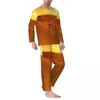 Home Clothing Gold Desert Pajamas Men Sand Dune Sunset Trendy Leisure Sleepwear Autumn 2 Piece Aesthetic Oversize Custom Set