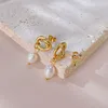 Stud Earrings French Vintage Stainless Steel Wholesale Titanium Luxury Freshwater Pearl Ear Studs