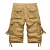 Men's Pants Summer Cargo Shorts Men Cotton Casual Outdoor Military Multi-Pocket Fashion Calf-Length Plus Size