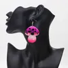 Boucles d'oreilles pendantes en acrylique champignon, couleur dégradée, pour femmes et filles, dessin animé drôle, creux, grande goutte, bijoux cadeaux de fête