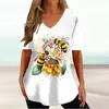 Magliette da donna Stampa 3d Ape Grafica floreale Top Moda Casual Scollo a V T-shirt da donna larghe da strada