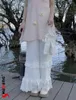 Kvinnors byxor Elegant Sweet White Lace Wide-ben för studentkvinnor Söt alla matchande midja bantning 2024 Vårkläder