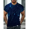 Magliette da uomo T-shirt estiva Tecnologia elettronica 3D Stampa O-Collo Moda Tempo libero Harajuku Manica corta Oversize