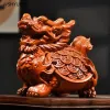 Sculptures Bois de santal noir sculpté dragon tortue ornements salon décoration de la maison artisanat Statue sculpture cadeaux Feng Shui accessoires