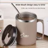 1pc Insulated Coffee Mug, Stainless Steel Water Cup with Straw and Lid