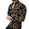 LG Sleeve Hawaje koszule mężczyźni fi luksusowy europejski styl bluzki złota plażowa bluzka męska ubrania wokati camisas mężczyzna 323n#