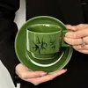 Cups Saucers 250ml Chinese Vintage Style Coffee Cup Plate Sets Mocha Green Ceramic Dish Set High Beauty Creative