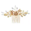 Hair Clips Flower Comb Bride Wedding Hairpin Alloy Leaf Shaped Floral Headpiece Bridal Jewelry Accessories