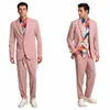 pink Men' s Suit 2 Pieces Blazer Pants Single Breasted Loose Tuxedo Jacket Peaked Lapel Busin Modern Wedding Groom Tailored N7df#