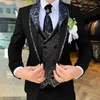 Красивый мужской костюм из трех предметов, элегантный свадебный смокинг для жениха, куртка, брюки, жилет, деловой пиджак для мужчин l1GF #