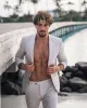 smoking da spiaggia estiva di alta qualità slim fit sposo abiti da sposa mens prom party due pezzi giacca + pantaloni h7cF #