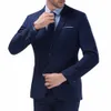 Beliebte Männer Anzug Set Temperament Turndown Kragen Gemütliche Abnehmen Reine Farbe Blazer Hosen Bräutigam Anzug Feine Nähte v2lM #
