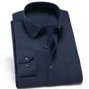 Hommes Classic Standard-Fit N Ir Stretch Social Shirt Single Patch Pocket Lg Manches Formel Busin Solid Basic Dr Shirts k4iZ #