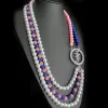 Necklaces Fashion sorority society Sisterhood logo Jack and Jill Round Pendant Pink blue pearl multilayer necklace